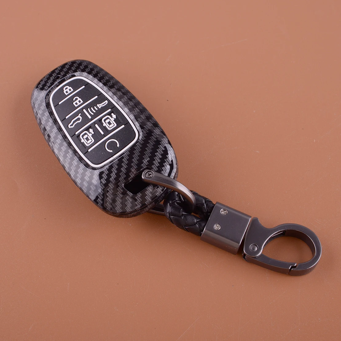 

Remote Key Fob Case Cover 7 Button Fit For Hyundai Santa Fe Palisade Tucson 2023 Carbon Fiber Grain Style New