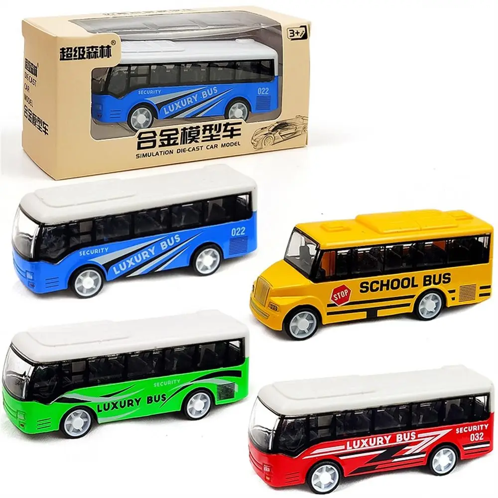 Vehicle Model Alloy Bus Model High Imitation Bus Shape Pull Back Car Ornaments Simulation School Bus Model Collection Toys