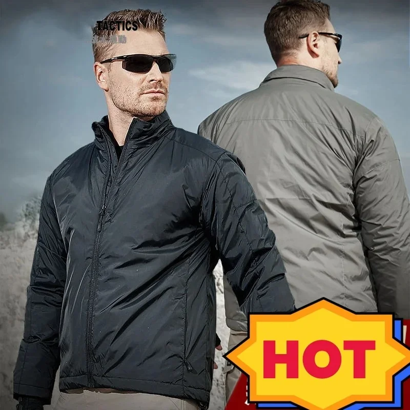 Jaqueta quente à prova de vento para homens, parkas de reflexão térmica, táticas de viagem, casacos acolchoados de algodão, camping, exterior, inverno