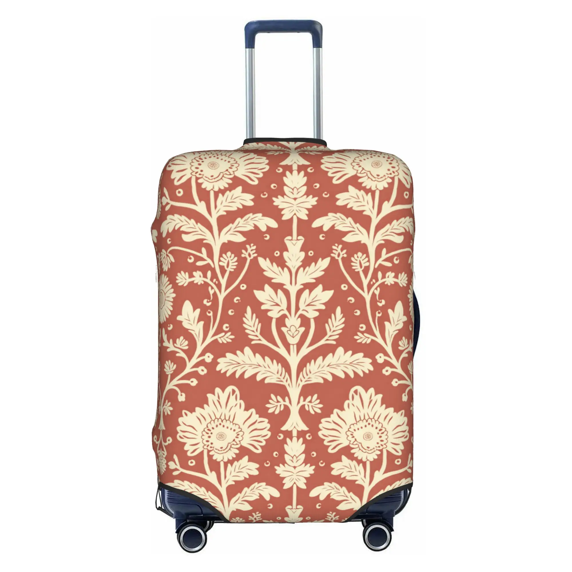 Lndian Mughal Art Style Flowers Travel Luggage Cover Elastic Suitcase Cover Protector Fit 18-32 Inch