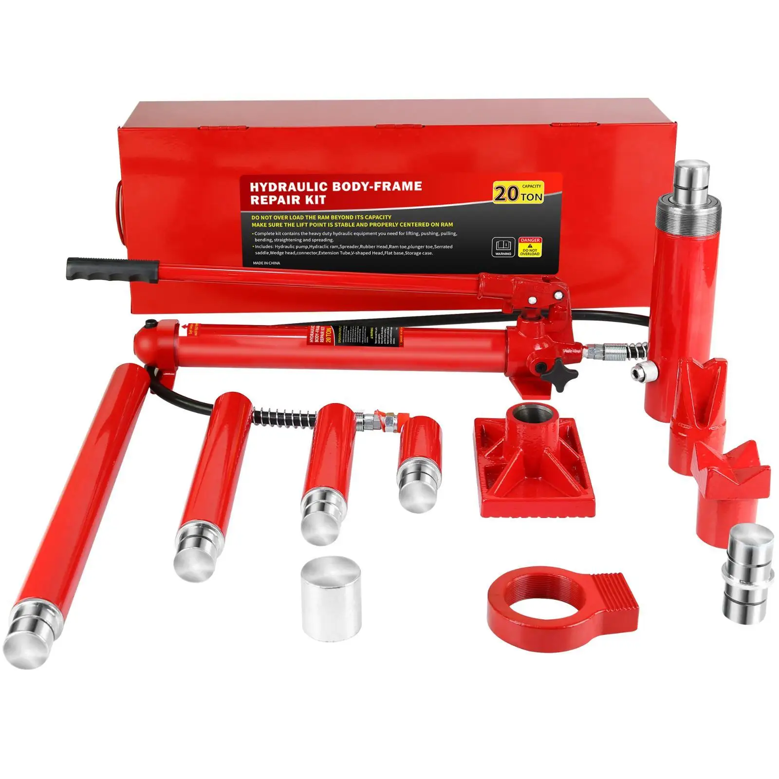 20 Ton Kit, Portable Hydraulic Jack with1.43 m Oil Hose, Car