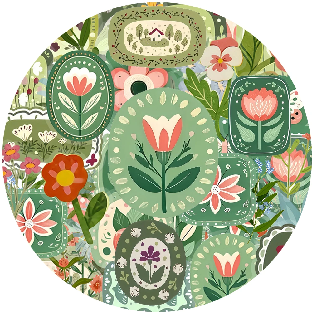 10/30/50pcs Vintage Floral Stickers Aesthetic DIY Scrapbooking Phone Notebook INS Style Artsy Decoration Sticker Toys Gifts