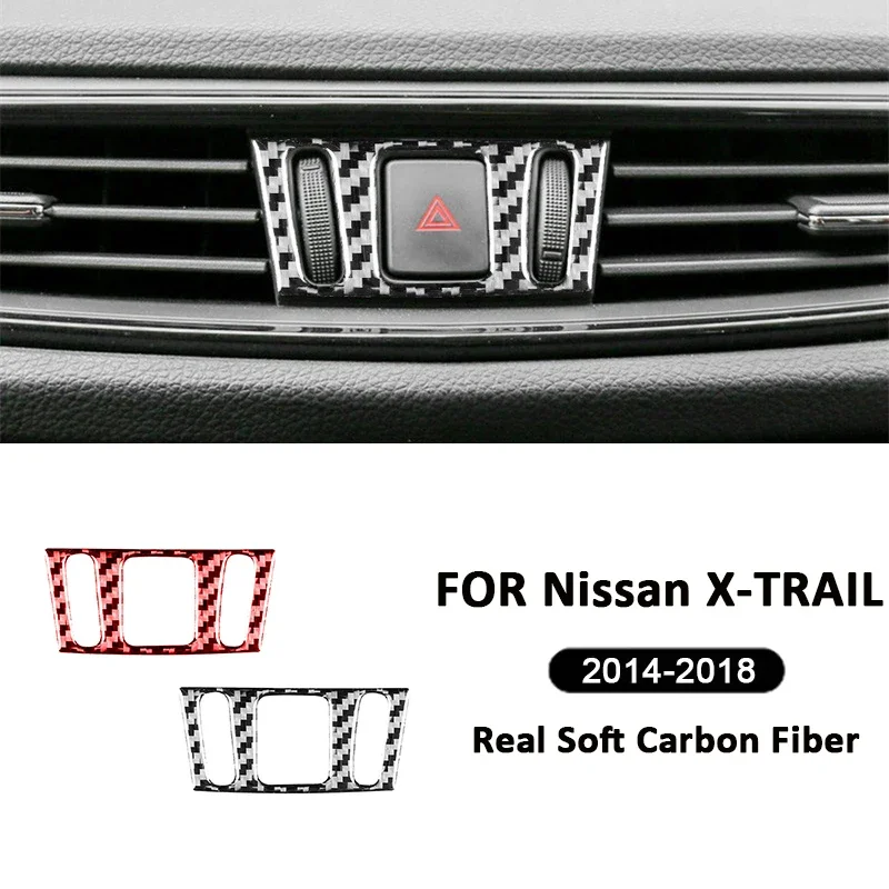 

Car Interior Carbon Fiber Emergency Warning Light Switch Panel Decoration Stickers For Nissan X-TRAIL 2014-2018 Accessories