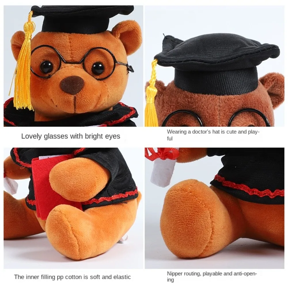 

Soft 18/23cm Doctor Bear Plush Toy Glasses Bear Cartoon Lovely Bear Stuffed Plush Toy Student