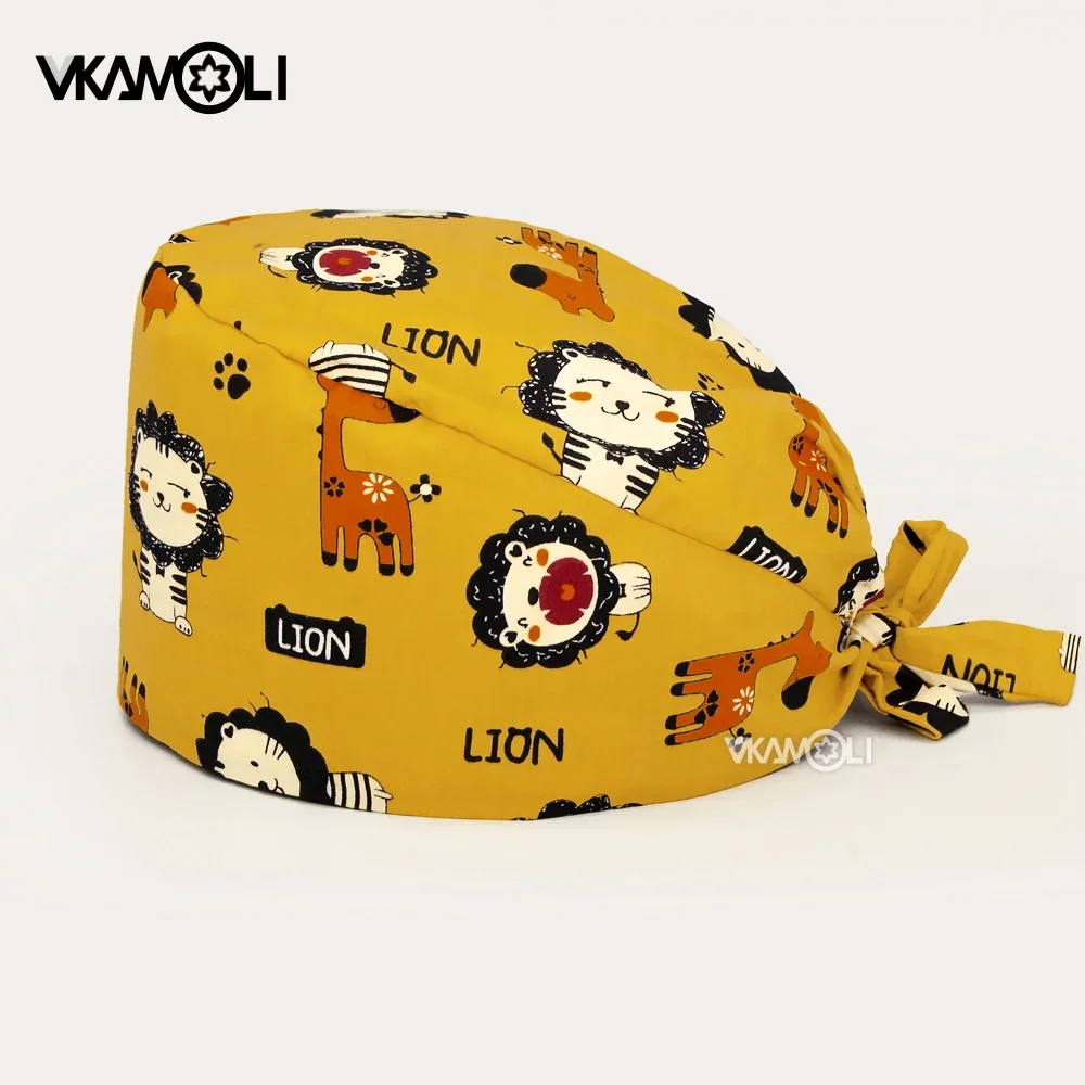 

new Anime cartoon Printing caps adjustable women and men operating work hat Animal laboratory staff work vet scrubs caps