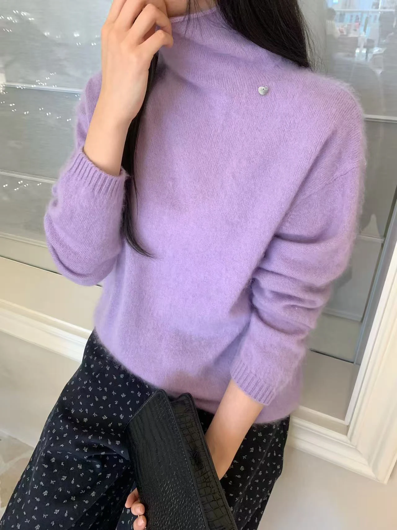 

Женский свитер Lilian из высококачественной шерсти, вязаный, в корейском стиле, простой, универсальный, осенне-зимний, теплый, длинный, мягкий, однотонный