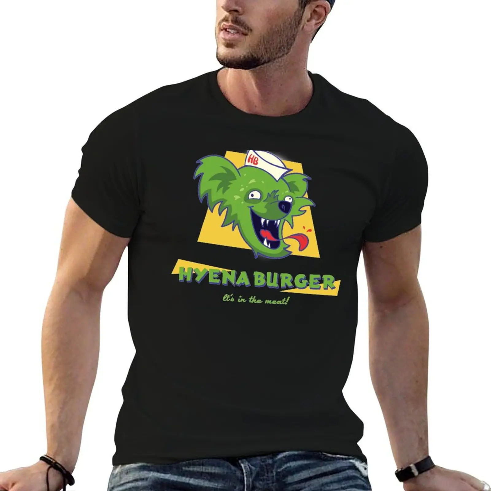 

Hyena Burger T-Shirt cotton t shirts man 100% t shirts for man cotton soft T-Shirt