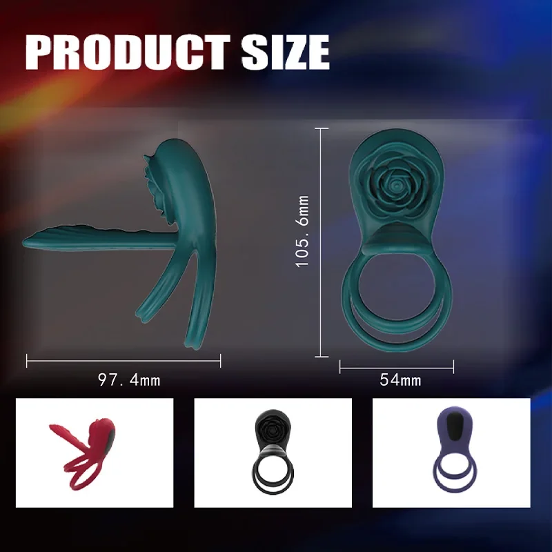 Rose Penis Cock Ring Vibrator Powerful Penis Sleeve Sucking Stimulator G-spot Female Nipple Clitoral Massager Sex Toy for Couple