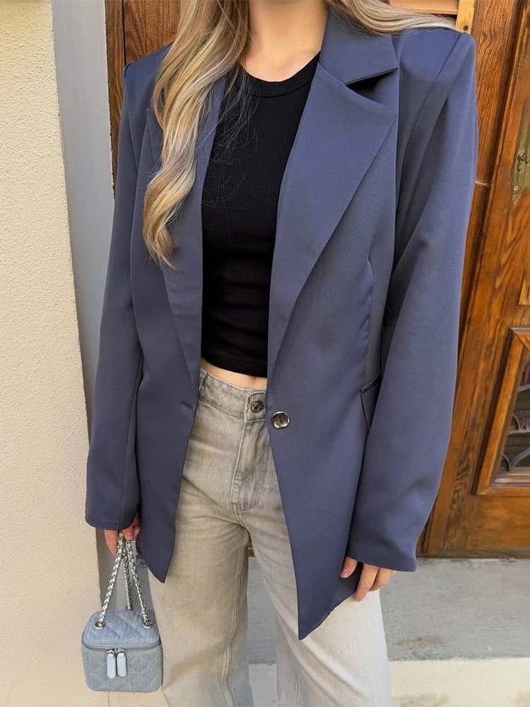 

Trendix осенний женский блейзер на шнуровке, осень 2021, модный однотонный бандажный кардиган, куртка, уличный повседневный офисный базовый пригородный пиджак