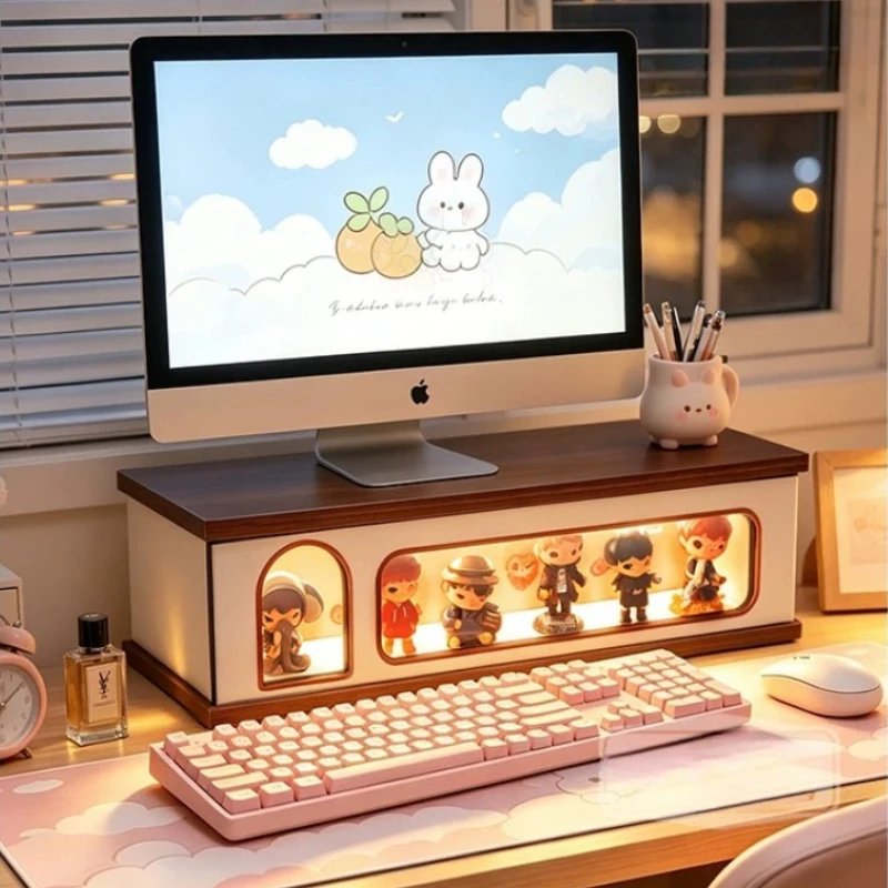 Monitor Riser Wood - Multifunctional Monitor Riser Stand Desktop Storage