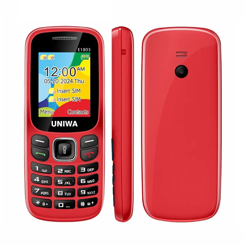 UNIWA E1803 Telefono cellulare con tastiera 2G Pulsante da 1,77 pollici 800mAh Telefono per anziani Radio wireless Telefono GSM