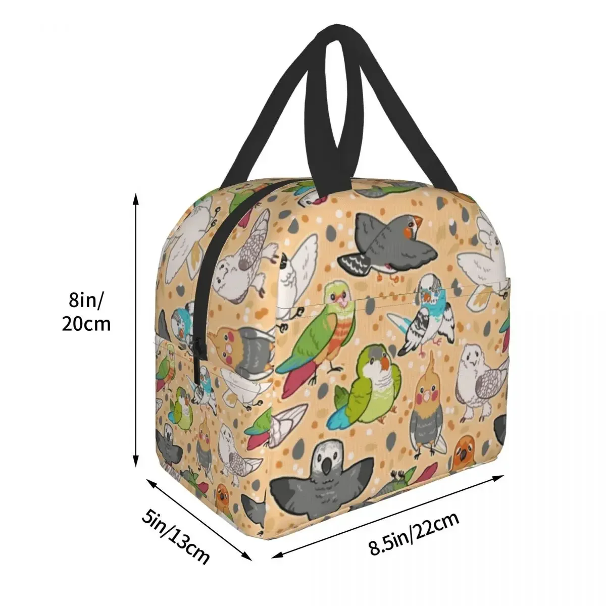 Custom Birds Cockatiel Budgie Parrot Lunch Bag Men Women Cooler Warm Insulated Lunch Box for Kids School Tote Picnic Storage Bag