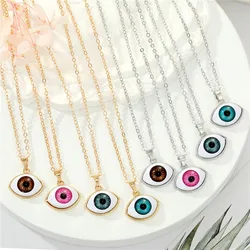 Vintage Evil Eye Necklace Trendy Unique Punk Gothic Turkey Lucky Blue Eye Sweater Clavicle Chain For Women Party Wedding Jewelry