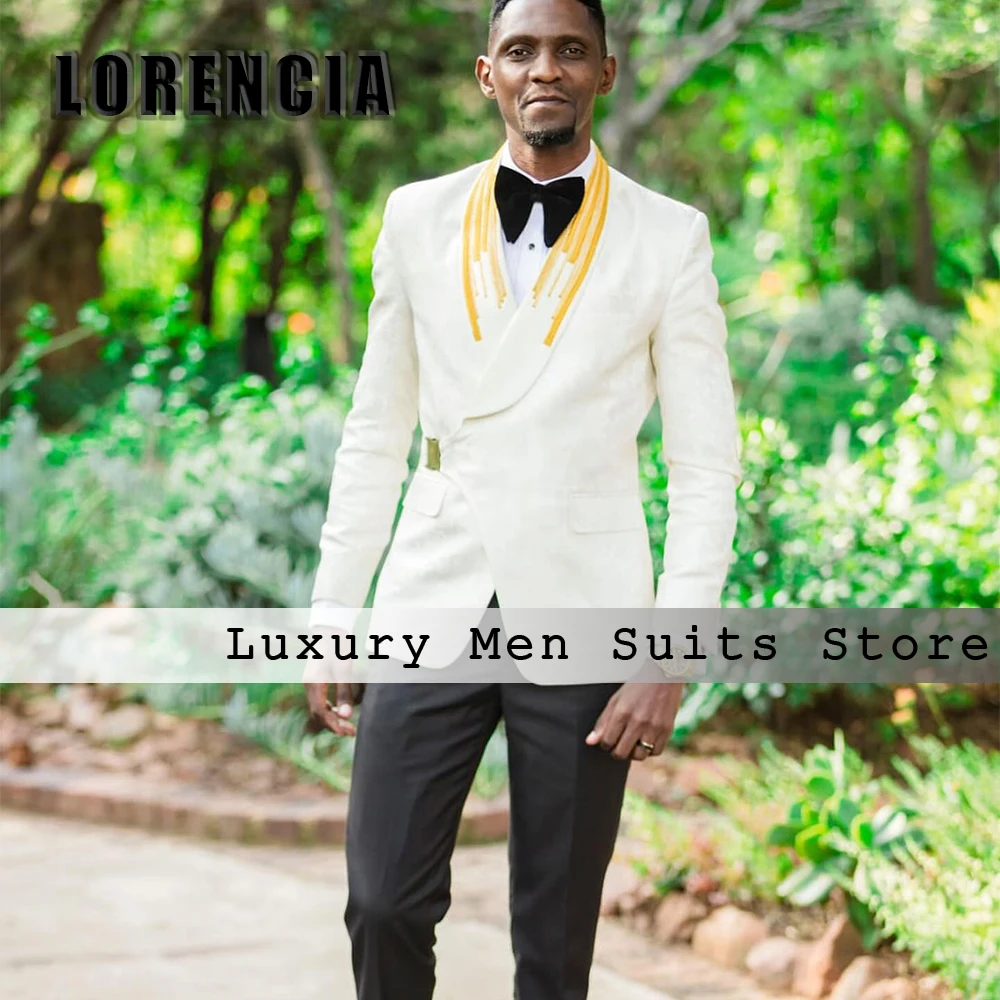 

Exquisite Shawl Collar Tuxedos for Groom Wedding 2 Pieces Men Suits Simple Customized Blazer Pants abiti uomo estivi eleganti