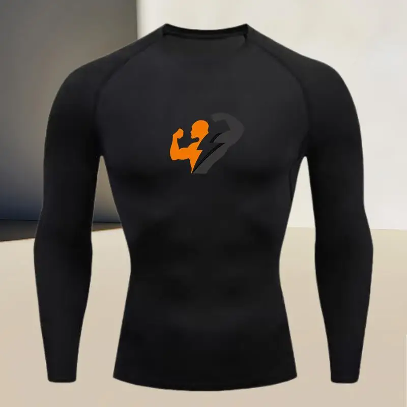 High Stretch Fitness Men's Round Neck Quick Drying Compression Long Sleeved Breathable Top Must-have and Outdoor Sports Jogging