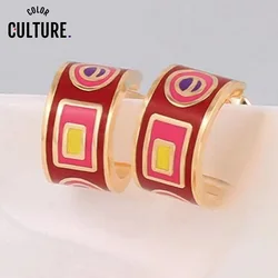 Color Culture  New Arrival High Quality  Women Enamel  Filled Color Design  Earrings