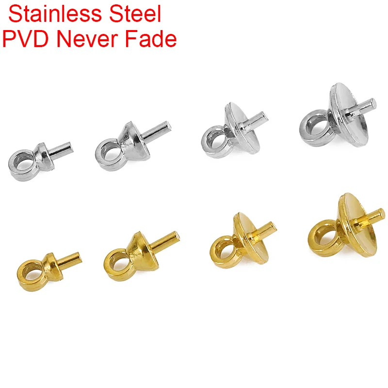 20pcs Never Fade Stainless Steel Pendants Connectors Clip 3 4 5 6 mm PVD Pinch Bail Clasps For Diy Necklace Jewelry Accessories