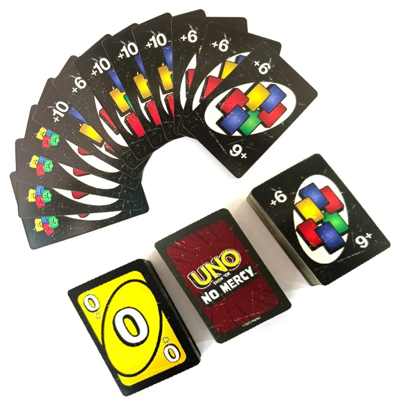 New Mattel UNO Card Game No Mercy Card Table Family Party Entertainment Board Game Fun Playing Cards Casual Kids Birthday Gift