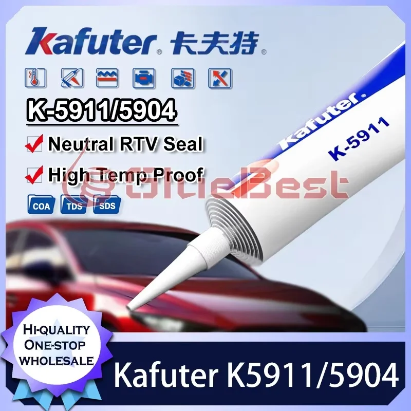 Kafuter K5911 5904 Silicone Sealant High Temp Resistant Neutral RTV Sealant for Metal Glass Ceramic Plastic Bonding and Sealing