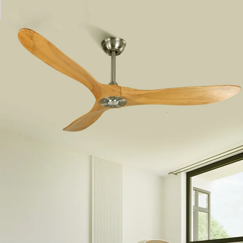 Oversized Wooden DC Ceiling Fan Wide Voltage 85-265V Remote Control No Light Industrial Ventilation Fan Home Use