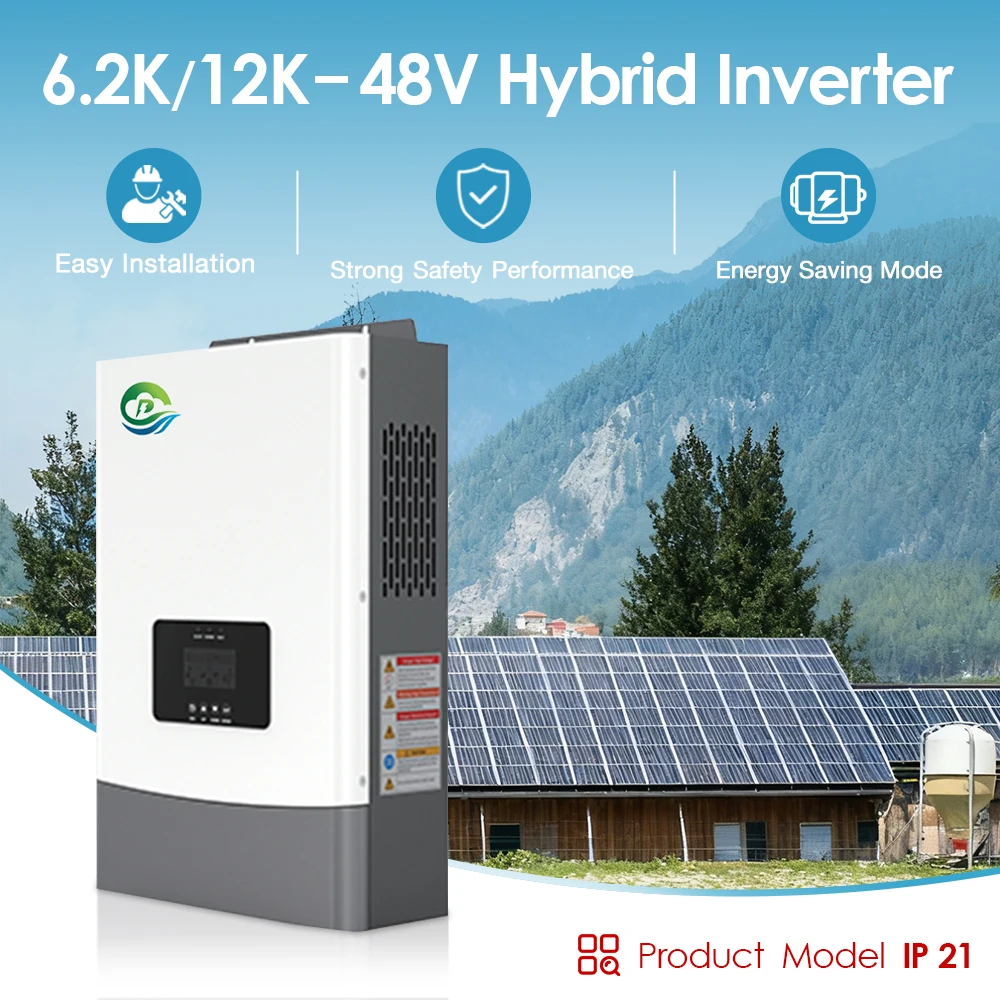 6.5KW 48V DC Hybrid Solar Inverter 120V/240V AC Split Phase for Home Solar Power Energy System