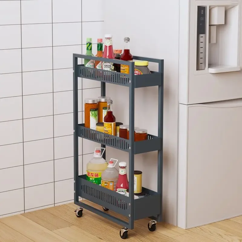 Shelf Kitchen Trolley Carbon Steel Cabinet Living Room Bathroom Storage Shelf Kitchen Islands Trolleys Utility Cart Rolling Ins