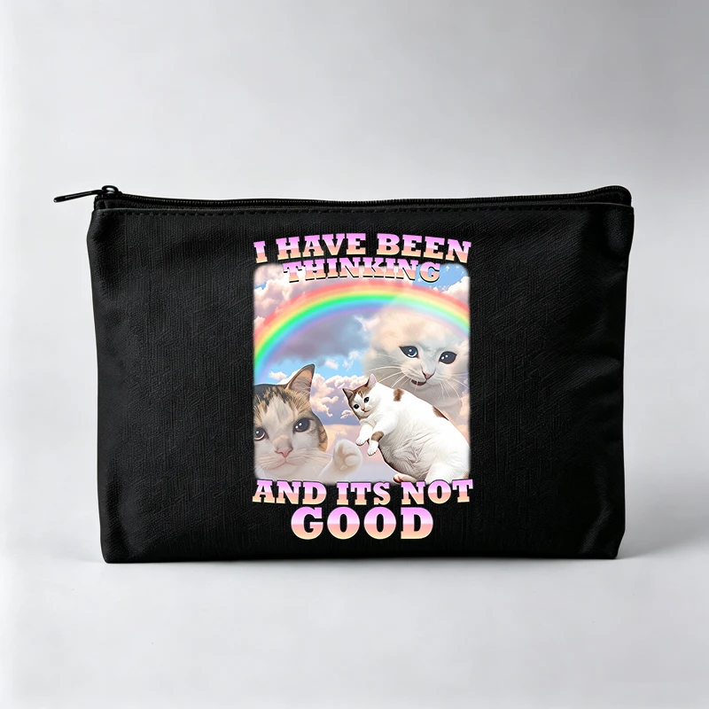 Women's Animal Graphic Makeup Bag with Slogan-style Print, Casual Cosmetic Pouch for Daily Use