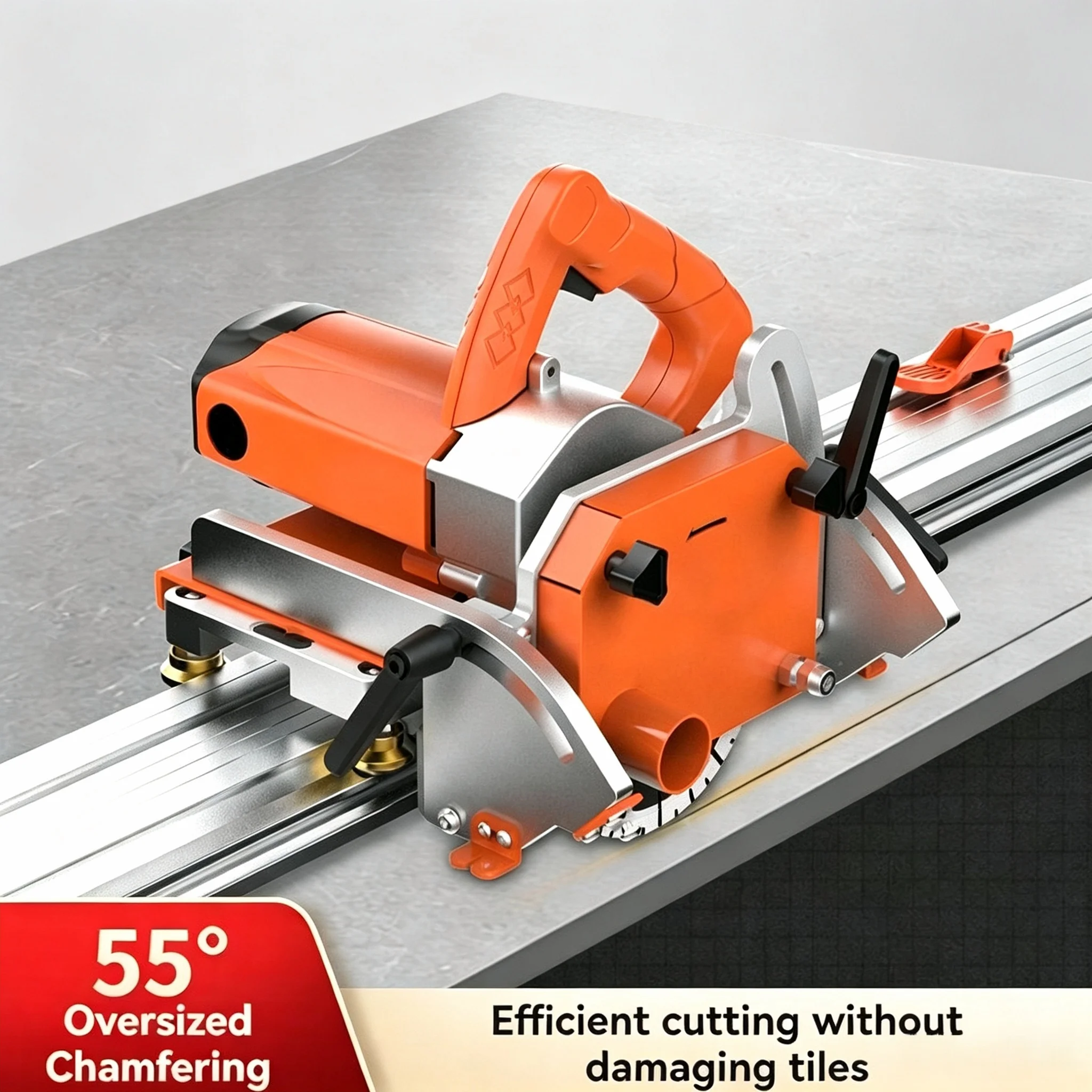 Electric Rail‑Guided Tile Cutting Machine 55° Multi‑Function 2‑in‑1 Chamfering & Straight Cutter for Tile, Large Rock Slab & Big