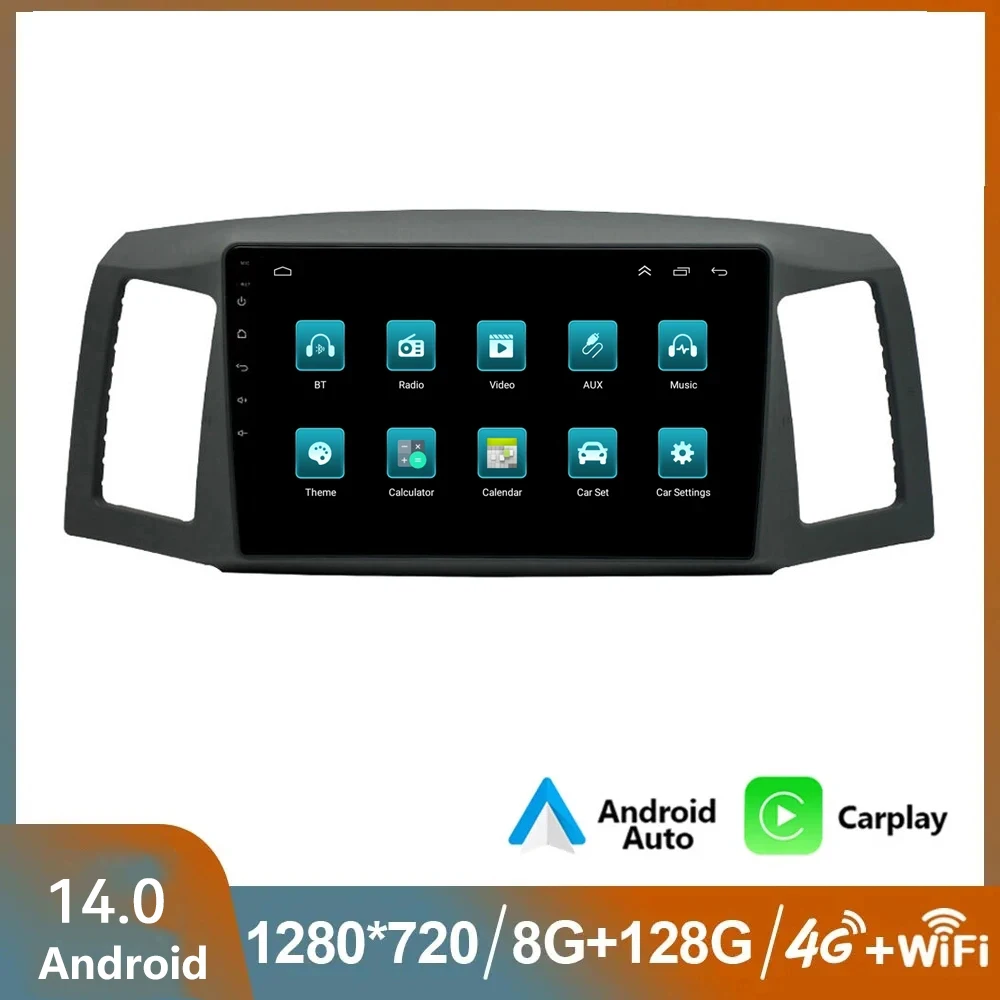 

8GB+128GB Android 14.0 GPS Car Multimedia For Jeep Grand Cherokee WK 2004 2005 2006 2007 Wireless CarPlay Auto Radio DSP RDS