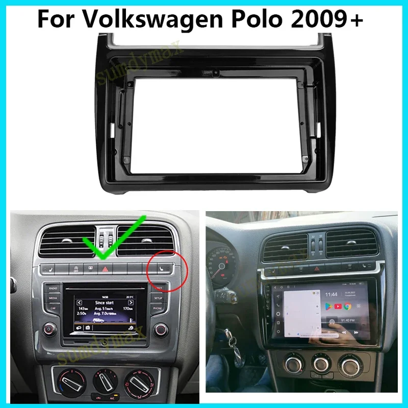 1din 9 Inch Car Radio Fascias Frame For VW Volkswagen POLO Sedan 2008-2020 Panel CD DVD Player Audio Frame Dashboard Mount Kit