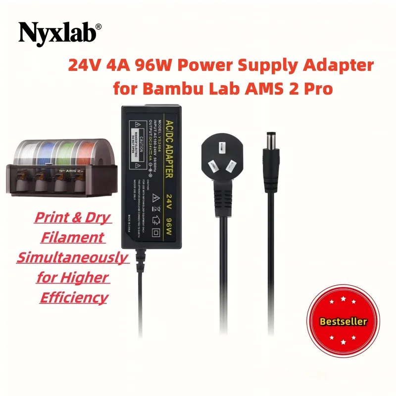 24V 96W Adapter Power Supply Compatible With AMS 2 Pro Automatic Feeding System for Bambu Lab P2S H2S, Support Drying Function