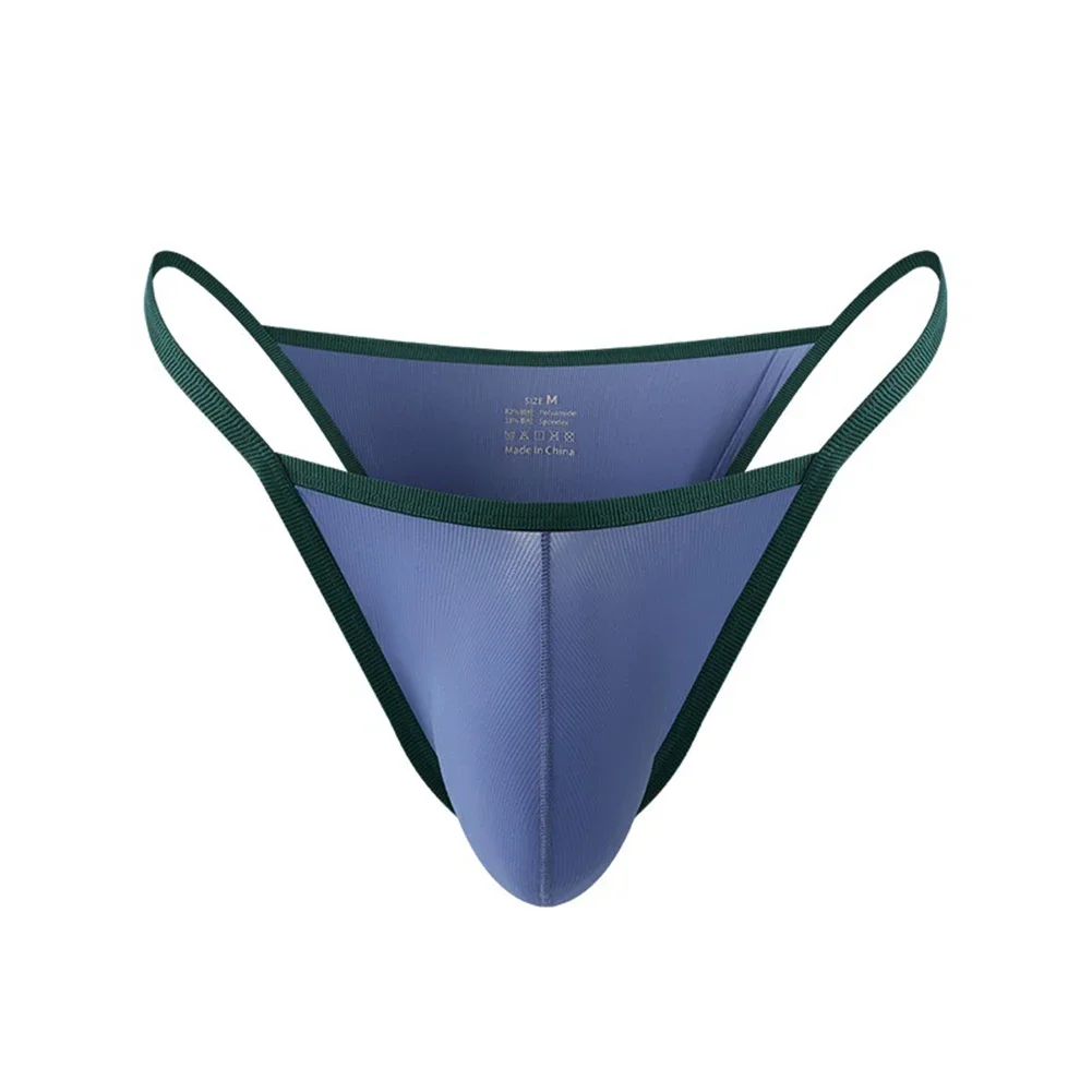 Tanga Sexy para hombre, ropa interior de cintura baja, suave, transpirable, seda de hielo, sólido