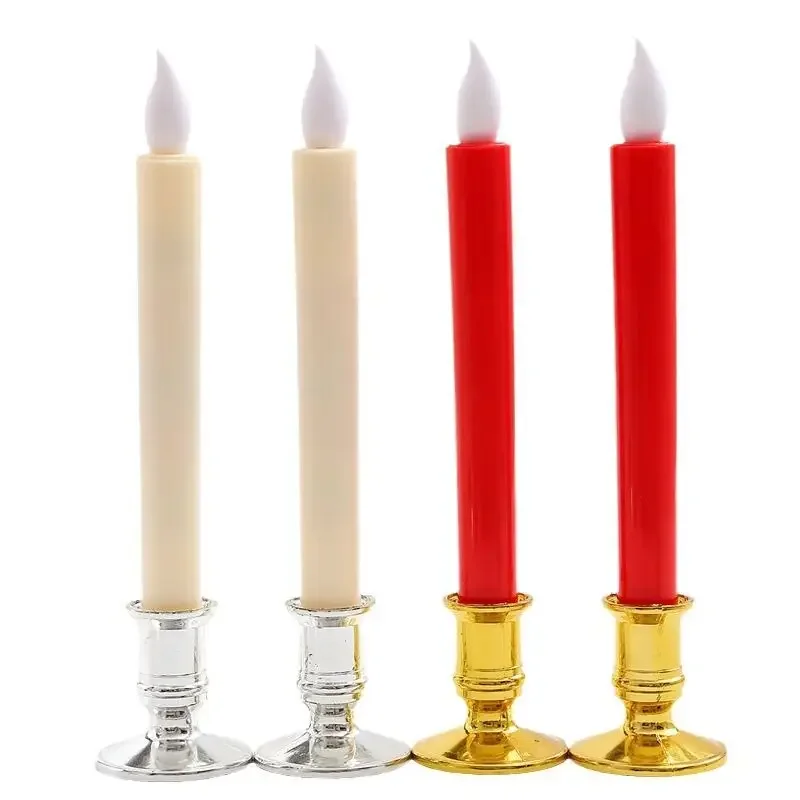 2pcs Led Long Electronic Candle Lights,God Candles,Smokeless,Simulation, Flame Head Candles,Suitable for Church Altar Weddings