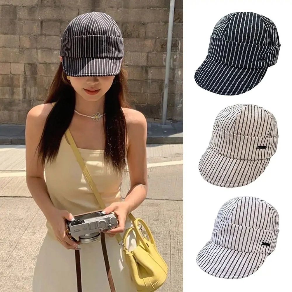 Casual Retro หมวกปรับเย็บปักถักร้อยหมวกบังแดดลายสก๊อตผ้าฝ้ายหมวกชายหาดสาว