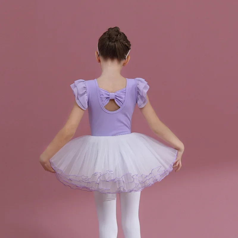 gymnastics ballet leotard toddler girls baby kids Dance wear long sleeve Ruffle flying Sleeve tutu skirt outfit dress clothes