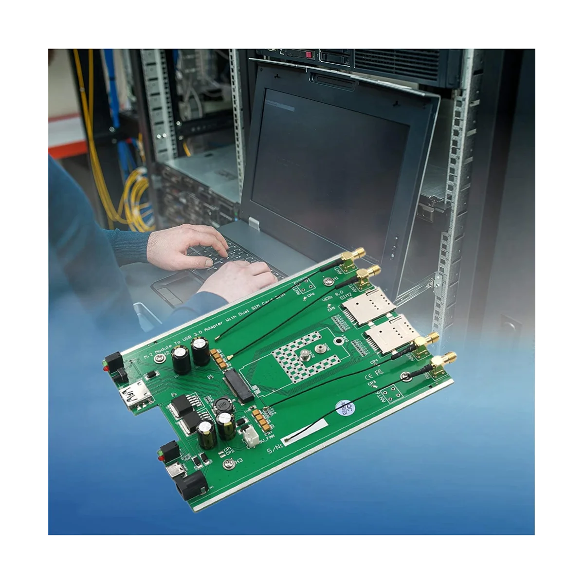 Adaptateur M.2(NGFF) 3G/4G/5G vers USB 3.0, avec double fente et antenne 4x graphite G/5G pour Thom500Q GM800 SIM8200 5G