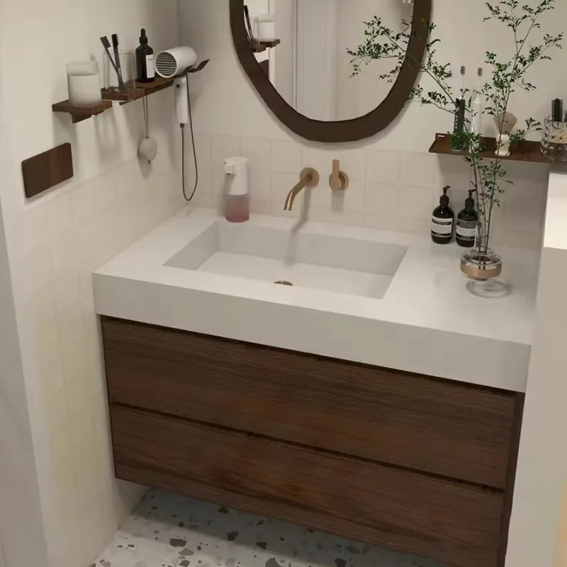 

Bathroom cabinet combination, ceramic integrated basin, sink, medieval style