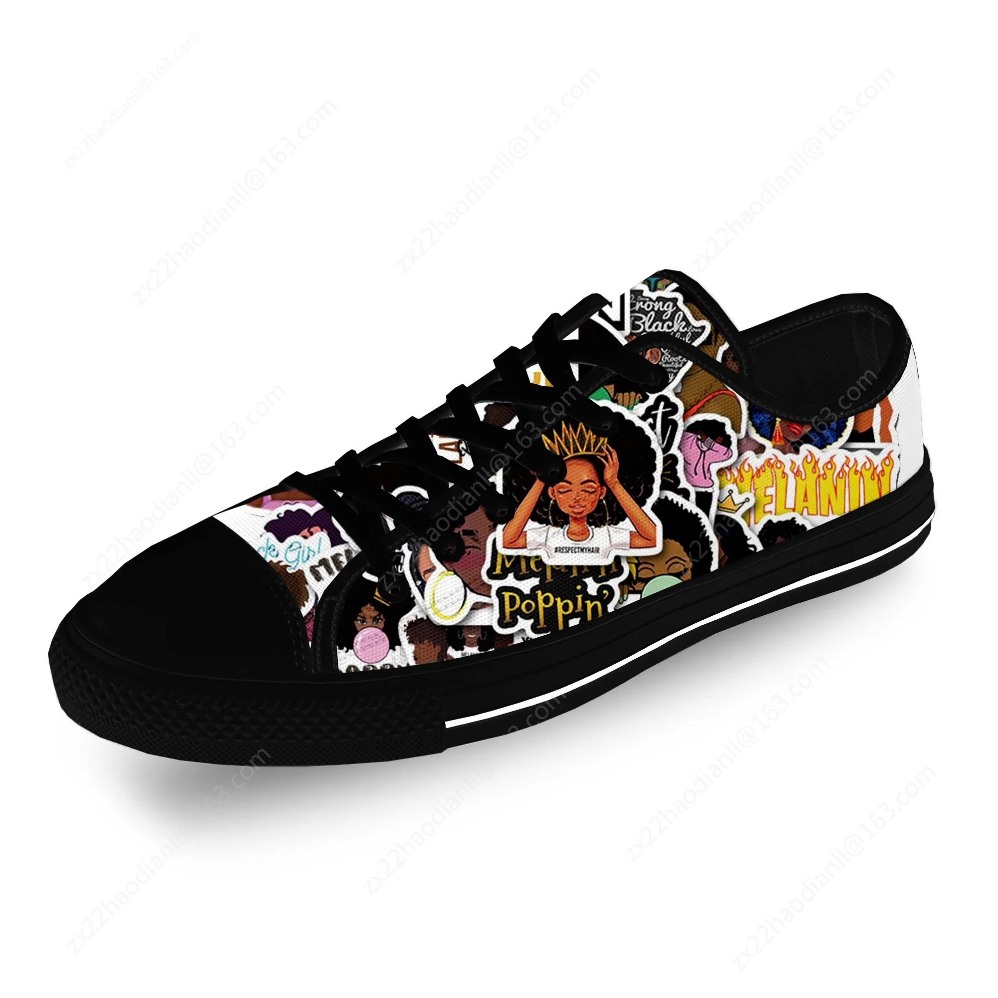 Black Girl Magic Melanin Poppin Low Top Sneaker Men Women Teenager Canvas Sneaker Casual Custom Made Shoes Customize DIY Shoe