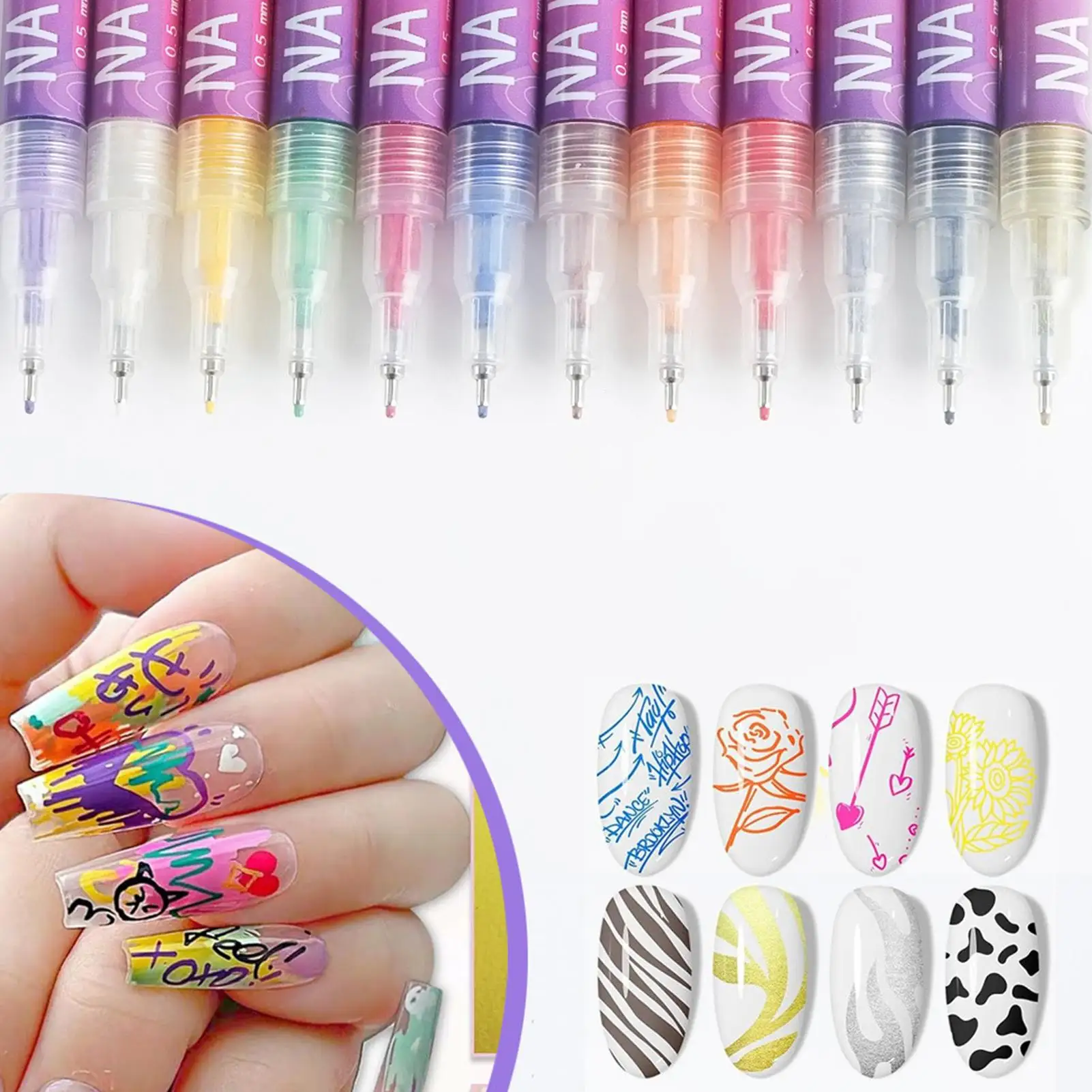 12pcs Waterproof NailArt Graffiti Pen Abstract Line NailArt Drawing Pen DIY Manicure Tool Painting Liner