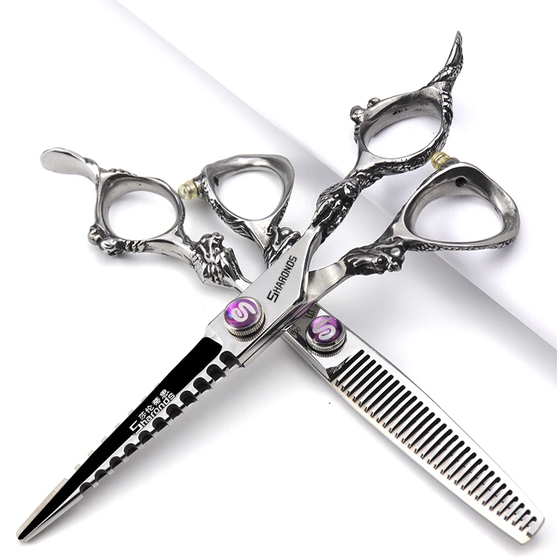 Professional hairstylist haircut scissors set, high-end 6-inch thin hair clippers, 6-inch seamless tooth clippers, hair scissors