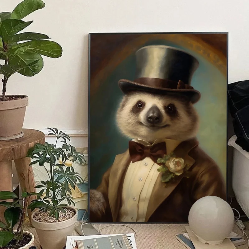 Vintage Palace Aristocrat Gorgeous Costume Animal Tiger Lion Rabbit  Art Poster Canvas Paintings Wall Art HD Pictures Home Decor