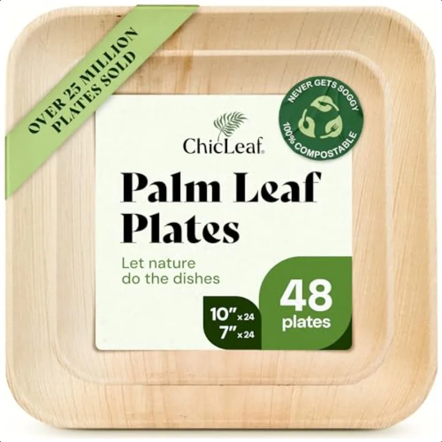 

Compostable Biodegradable Palm Leaf Bamboo Plates Party Plates for Appetizers Camping entials Reusable Party plies 10 7 Inch