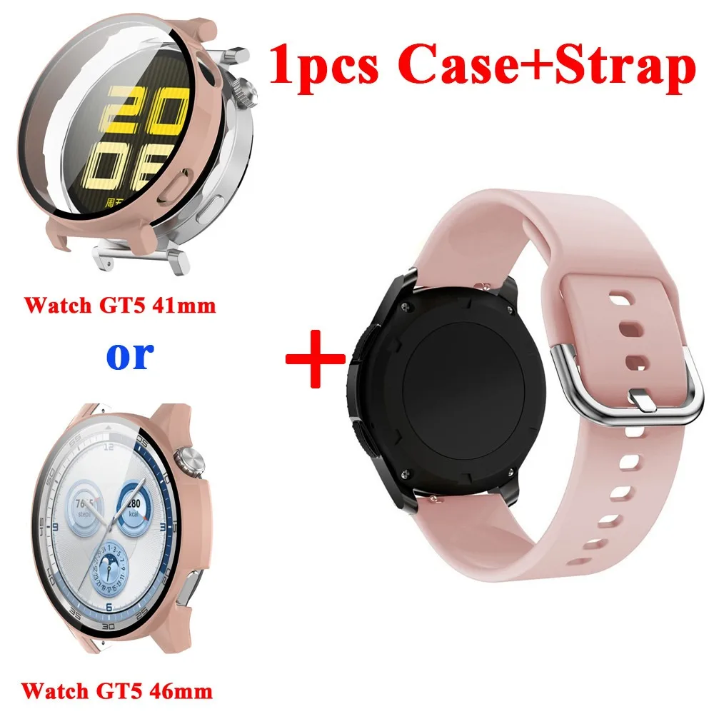 실리콘 스트랩 및 케이스 커버, 화웨이 워치 GT 5 GT5 41mm 46mm 워치 밴드 손목 밴드 쉘 퀵릴리즈 벨트 액세서리