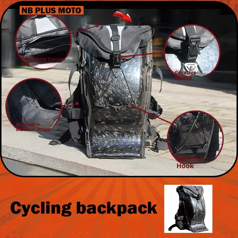 【Premium】For Motorcycle riding backpack, carbon fiber hard shell protective helmet bag, crashproof motorcycle shoulder bag, wate