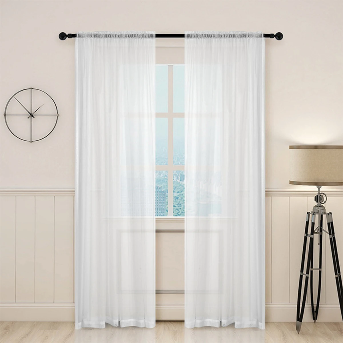Window Sheer Curtains 270X100Cm White Voile Tulle For Bedroom Bathroom Sunlight Protection Home Decor Curtains