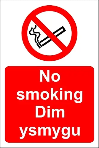 No Smoking Dim Ysmygu Welsh Wall Poster Tin Sign Vintage BBQ Restaurant Dinner Room Cafe Shop Decor