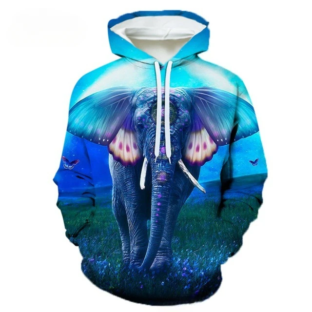 Elephant 3D Print Fashion Hoodie Men Women Harajuku Long Sleeve Sweatshirts Hip Hop Tracksuits Cool Streetwear Pullovers S-7XL