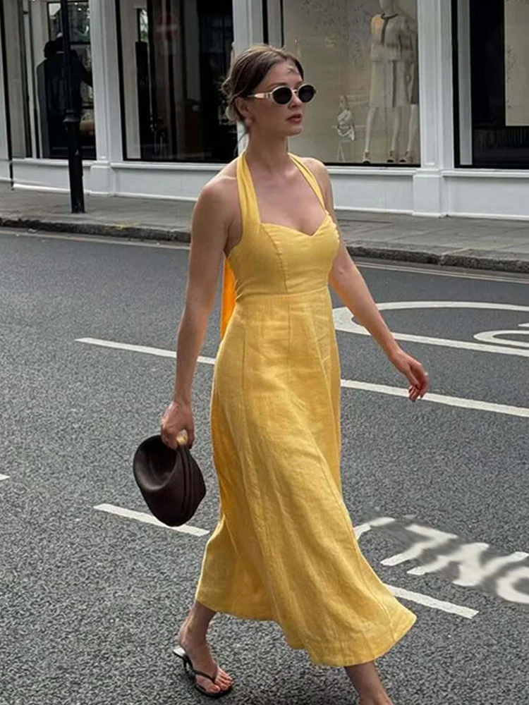 HH Vrouwen Zomer Mode Effen Vierkante Kraag Slanke Mouwloze Jurk Vrouwelijke Casual Strand Stijl Sexy Backless Rits Lange Jurk