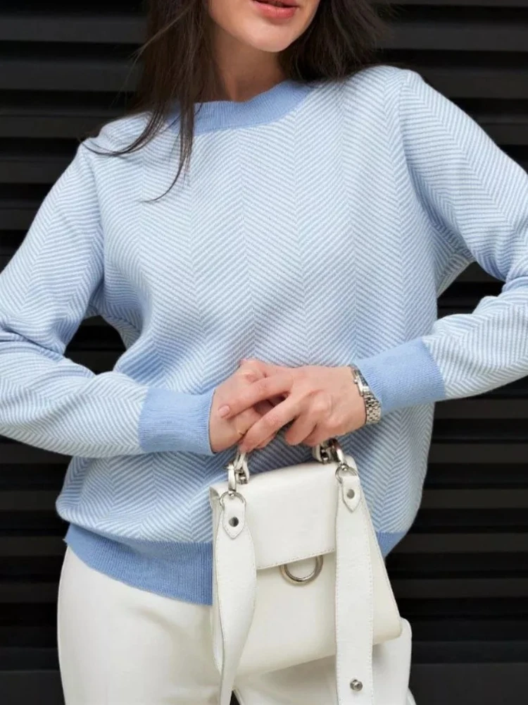 

Tossy осенний повседневный свитер с круглым вырезом, пуловер для женщин, с длинными рукавами, в рубчик, в стиле пэчворк, контрастный, 2025 г., женский пуловер для поездок на работу