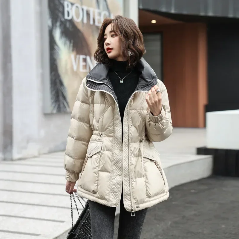 Winter New Temperament White Duck Down Warm Jacket Small Waist Slim Down Jacket Women's Clothing